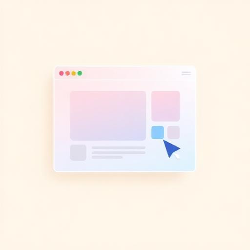 Pastellfärgad illustration av ett webbfönster med layout och färgpalett för webbdesign.